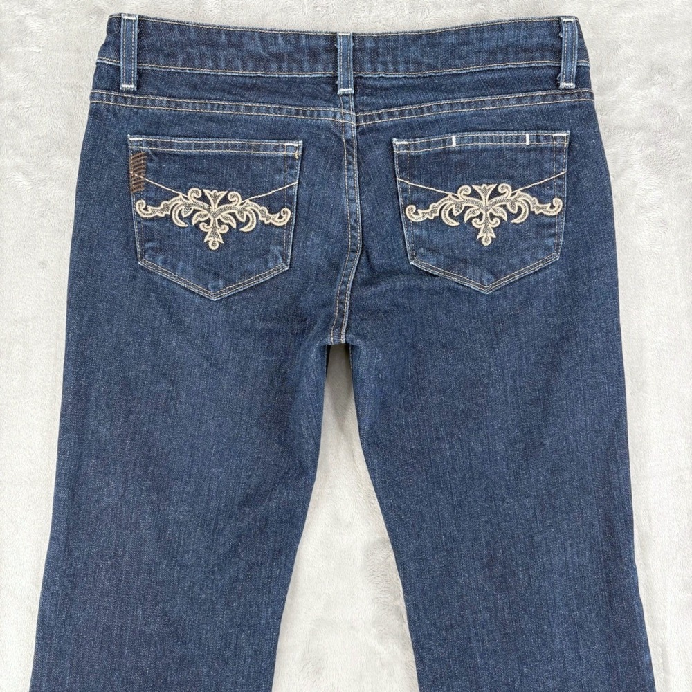 Paige Jeans Women 28 (Fits 30x28) Blue Melrose Straight Leg Low Rise Embroidered